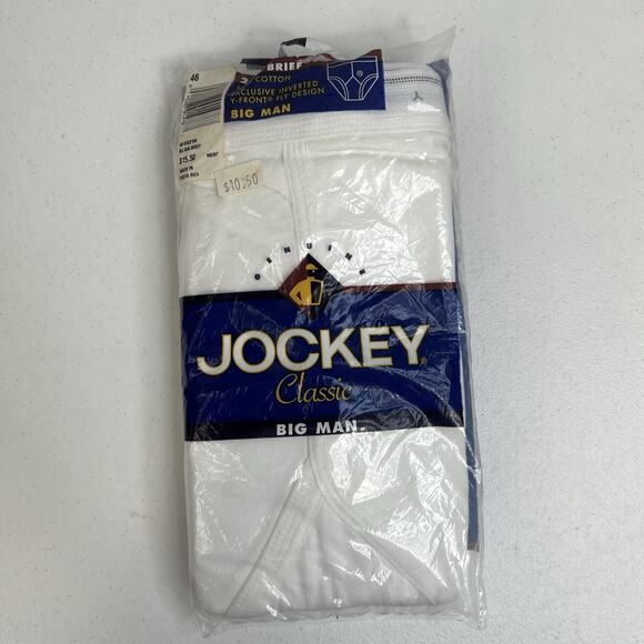 JOCKEY Sz 46 Classic Big Man Briefs Underwear Y-Front 2 Pack White Vtg Y2K 2000 - Picture 2 of 9